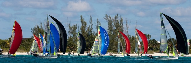 Top mark just off the beach - 49er Worlds - Bahamas © Fried Elliott http://www.friedbits.com